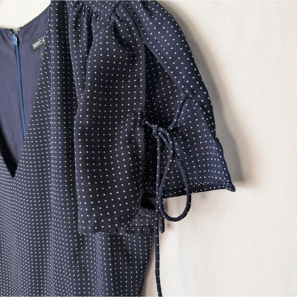 J. Crew Dress Mercantile Blue White Polka Dot V Neck Short Sleeve Knee Length 2 - Picture 7 of 7